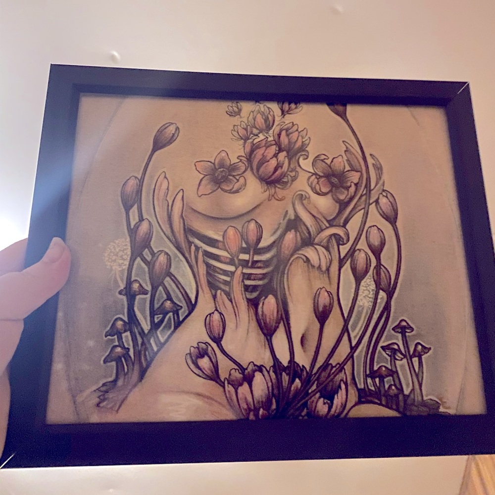 Framed artist print 💕 corpse, blossom cute in spooky